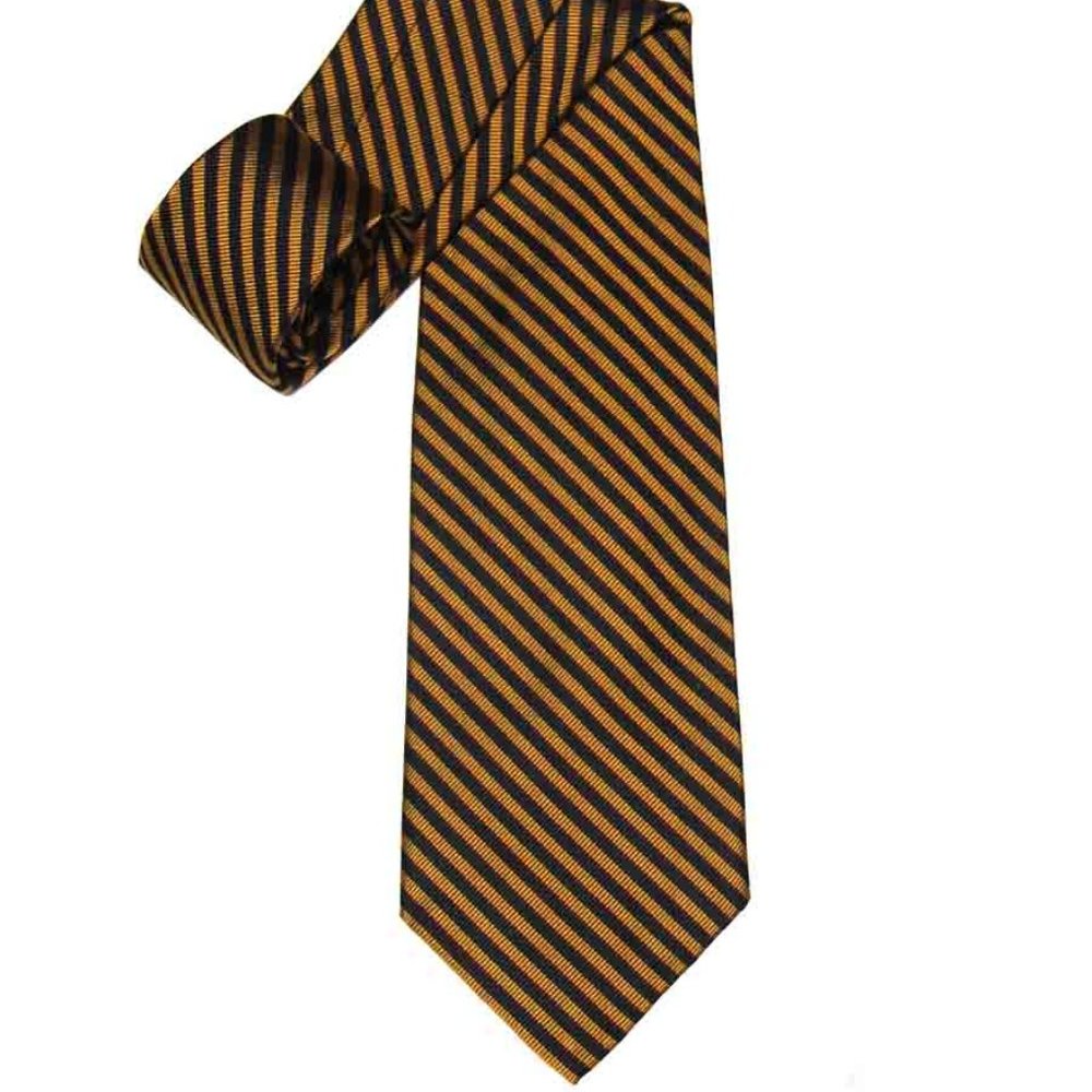 Robert Talbott Tie for H Stockton Silk Gold Black Red Striped Men's